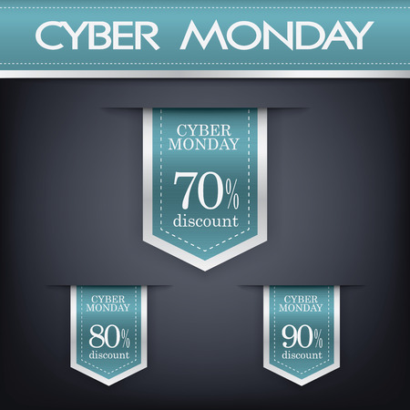 Cyber monday sales web elements with banners and discounts. のイラスト素材