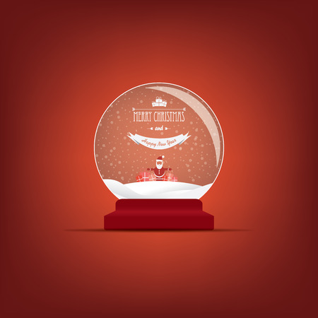Christmas snowing glass ball card with message inside. のイラスト素材