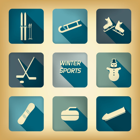 Winter sport pictograms with various winter sports in vintage design.のイラスト素材