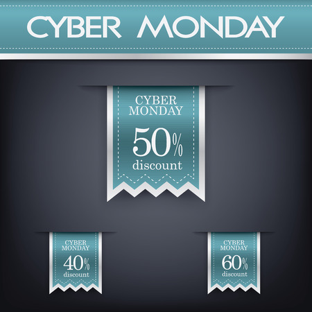 Cyber monday sales web elements with banners and discounts. のイラスト素材