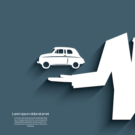 Car sale banner with car symbol and businessman. のイラスト素材