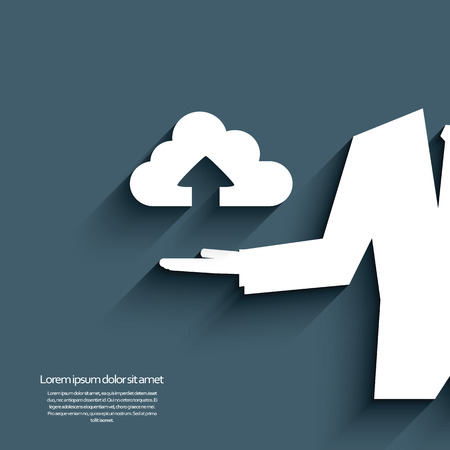 Cloud computing upload icon with businessman. のイラスト素材