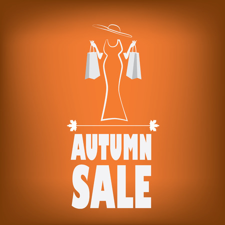 Autumn sales poster with fashionable man and woman. のイラスト素材