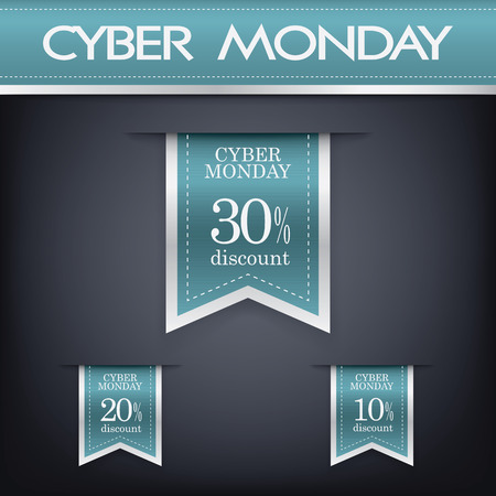 Cyber monday sales web elements with banners and discounts. Eps10 vector illustration.のイラスト素材