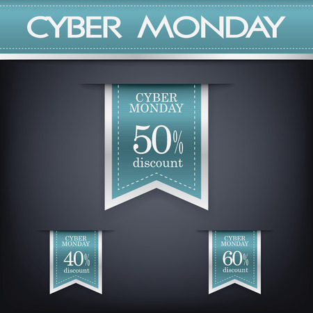 Cyber monday sales web elements with banners and discounts. Eps10 vector illustration.のイラスト素材