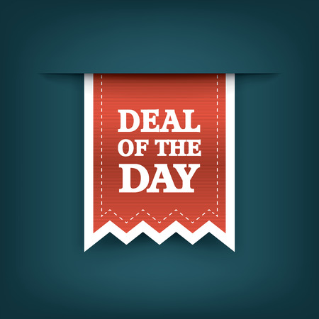 Deal of the day vertical ribbon bookmark tag element for sales promotion. Eps10 vector illustrationのイラスト素材