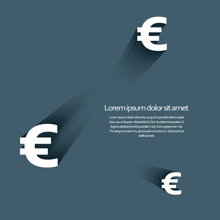 Euro currency sign with long shadow and 3d effect. Eps10 vector illustration.のイラスト素材