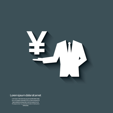 Yen currency sign with 3d effect. Eps10 vector illustrationのイラスト素材