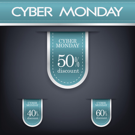 Cyber monday sales web elements with banners and discounts. Eps10 vector illustration.のイラスト素材