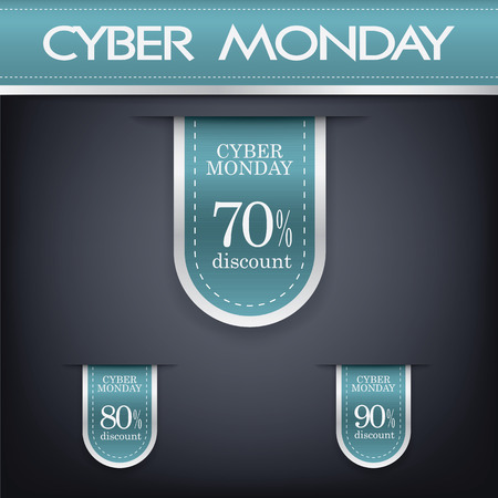 Cyber monday sales web elements with banners and discounts. Eps10 vector illustration.のイラスト素材