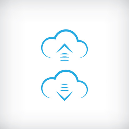 Cloud computing upload and download computer symbols or icons. Eps10 vector illustration for user interface.のイラスト素材