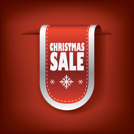 Elegant Christmas vertical ribbon tags with christmas sale text and snow symbols. Eps10 vector illustration.のイラスト素材