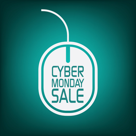 Cyber monday sale poster with mouse on green background for advertisement. Eps10 vector illustrationのイラスト素材