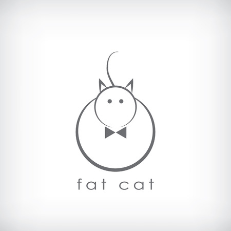 Fat cat symbol in simple lines design. Eps10 vecor illustration.のイラスト素材