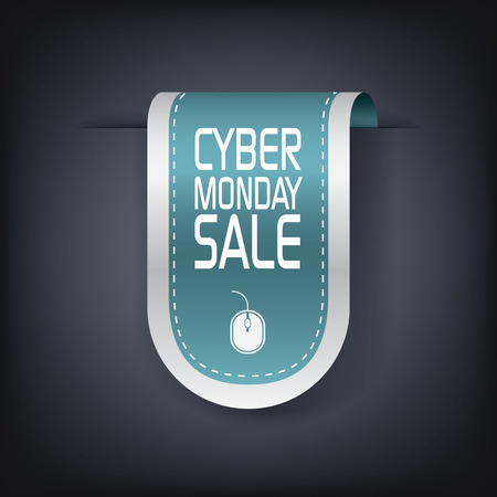Cyber Monday sale vertical ribbon element for websites advertisement. Eps10 vector illustrationのイラスト素材