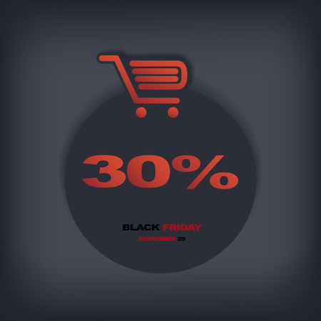 Black friday discount tag or sticker with different reductions. Eps10 vector illustration suitable for e-shop or advertising.のイラスト素材