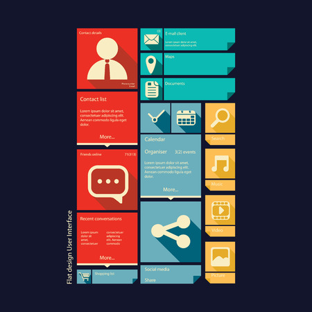 Flat design icons layout vector illustration suitable for web design or smartphone/tablet graphic user interfaceのイラスト素材