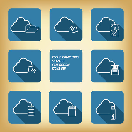 Cloud computing storage icons set in modern flat designのイラスト素材