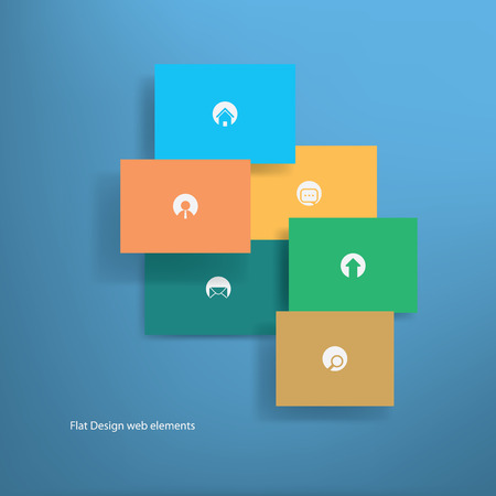 Graphic user interface flat design vector illustration with icons suitable for web design, tablet, smartphone user interface or infographicsのイラスト素材
