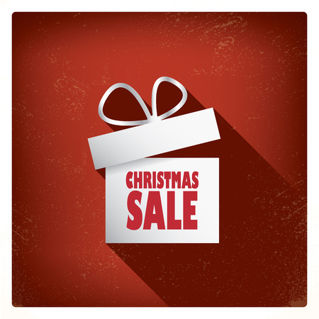 3d Christmas card with christmas presents eps10 vector design for sales and discounts promotion. Long flat shadowのイラスト素材