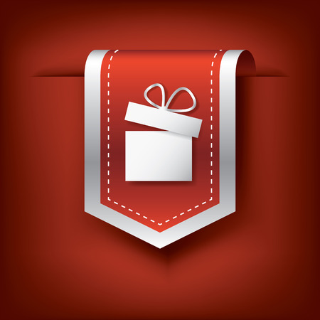 Christmas vertical bookmarks or ribbons with symbol of present on red background. Eps10 vector illustrationのイラスト素材