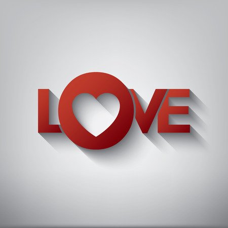 Valentine\'s day creative typography card with word love and long shadowsのイラスト素材