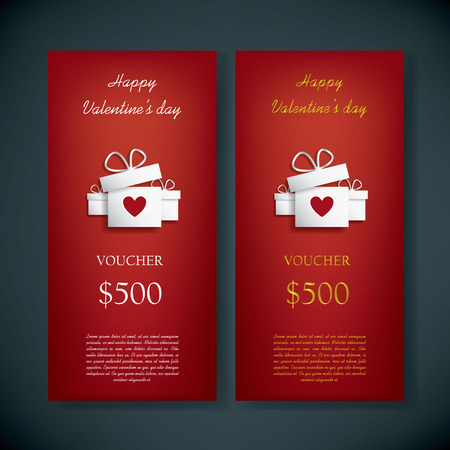 Valentine\'s day gift card voucher template with traditional backgroundのイラスト素材