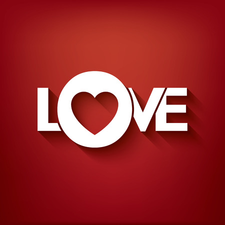 Valentine\'s day creative typography card with word love and long shadowsのイラスト素材