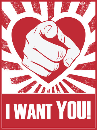 Valentine\'s day funny poster or postcard with hand pointing and love statementのイラスト素材