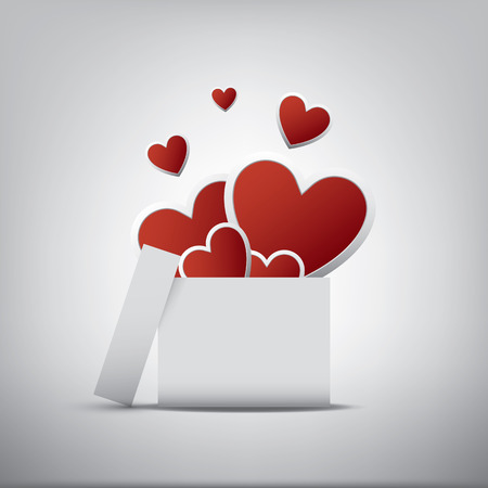 Valentine\'s day card concept with presents or gifts and hearts flying out. のイラスト素材