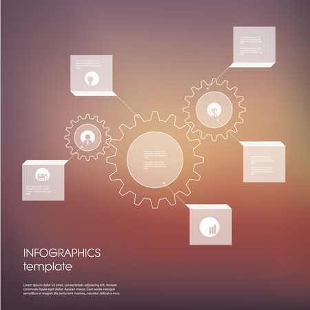 White industrial background infographic template with transparent elements and set of icons for business presentation. のイラスト素材