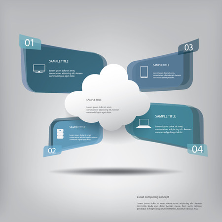 Cloud computing concept vector illustration with menu options for infographics, brochures, presentationsのイラスト素材