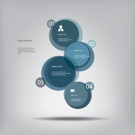 Round 3d infographic elements with various icons suitable for infographics, web layout, presentationsのイラスト素材