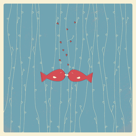 Vintage Valentine's day card with soft colors and simple hand drawn image for retro look. Eps10 vector illustrationのイラスト素材