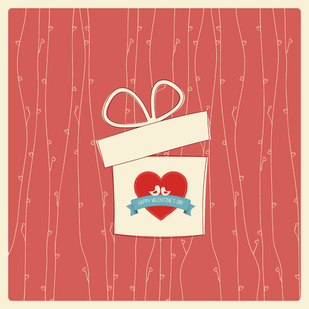 Vintage Valentine's day card with soft colors and simple hand drawn image for retro look. Eps10 vector illustrationのイラスト素材