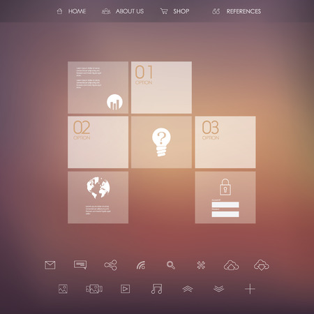 White infographic template with transparent elements and set of icons for business presentation.のイラスト素材
