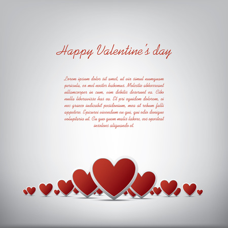 Simple realistic valentines day hearts card design on white background and space for text.のイラスト素材