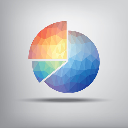 Colorful pie chart symbol in modern low polygonal shape suitable for infographics, business presentations, analysis reports.のイラスト素材