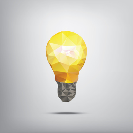 Colorful low polygonal light bulb concept symbol of creativity. Suitable for infographics, business presentations, analysis reports, brochures.のイラスト素材