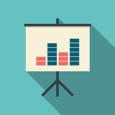 presentation on flipchart with graphs in modern flat design. Simple style cartoon for presentations.のイラスト素材