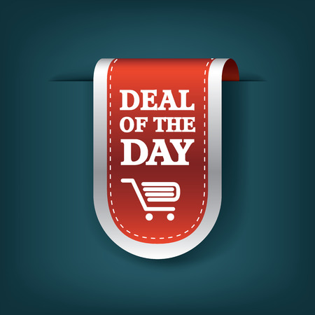 Deal of the day vertical ribbon bookmark tag element for sales promotion.のイラスト素材