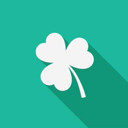 Saint Patricks day simple background with basic icon of shamrock for luck in modern flat design and long shadow.のイラスト素材