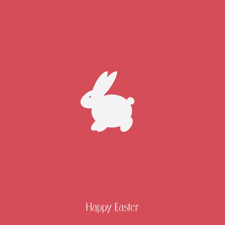 Happy Easter bunny silhouette on red background. Spring holiday template card.のイラスト素材