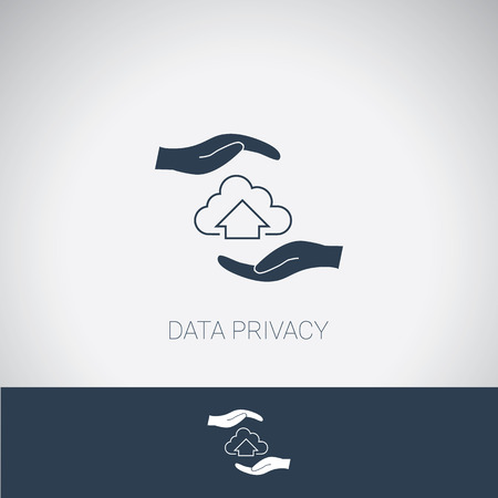 Data privacy symbol. Cloud computing protection and security. Modern flat design. Eps10 vector illustration.のイラスト素材