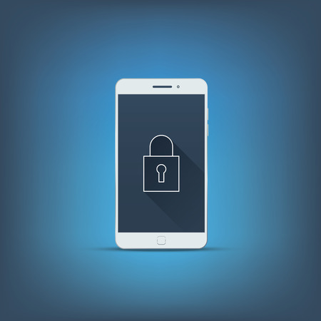 Smartphone data protection icon concept illustration. Privacy sign or symbol on mobile phone screen. Modern flat design. Eps10 vector illustration.のイラスト素材