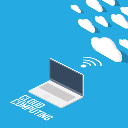 Cloud computing concept infographics. Technology presentation in modern isometric flat design.のイラスト素材