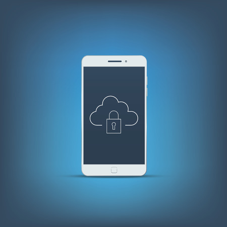 Smartphone data protection icon concept illustration. Privacy sign or symbol on mobile phone screen. Modern flat design.のイラスト素材