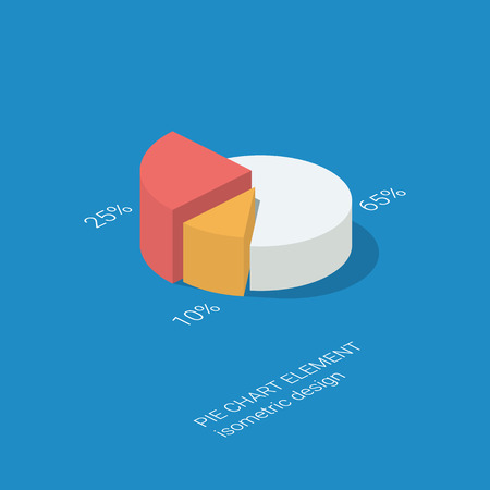 Pie chart isometric design. Infographics graph element. Statistics icon for data visualization. eps10 vector illustration.のイラスト素材