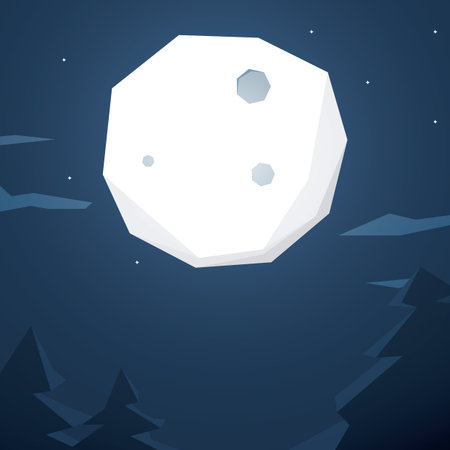 Abstract moon background. Low poly design with geometric shapes. Cartoon style. Halloween card template. Eps10 vector illustrationのイラスト素材