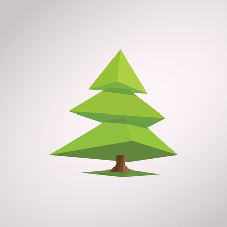 Christmas tree in modern low poly design. 3d polygonal geometric shapes object for holiday cards. Eps10 vector illustration.のイラスト素材
